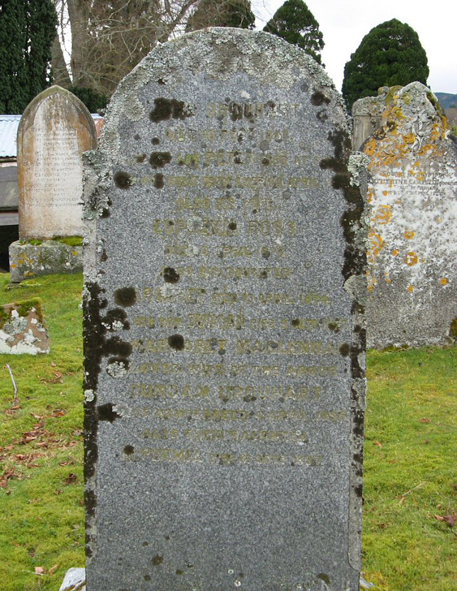 Photo of headstones/Margaret McLennan (Urquhart) died 1895 MI Fodderty